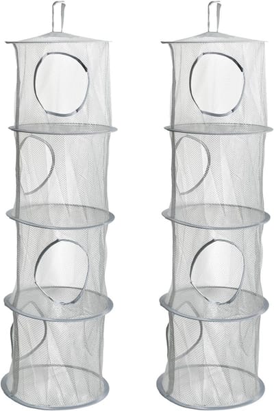 Famanu - Hangend opbergnet set van 2 mesh opbergnetten met 4 niveaus voor en kleding