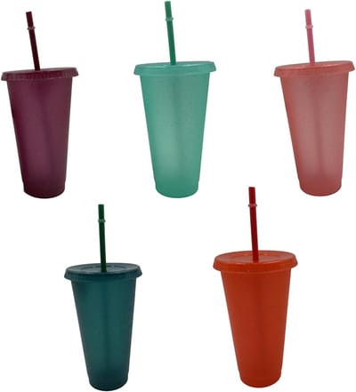 Set van 5 Herbruikbare Kleurrijke Plastic Bekers voor Kinderen, Feesten, Picknicks en Kamperen - 710ml