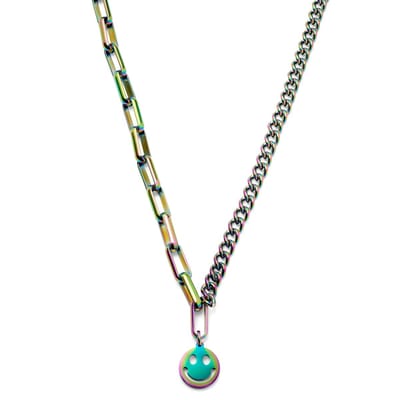Caleb Amager Regenboog Curb- & Kabelketting met Smiley-hanger