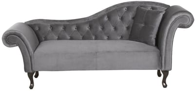 BELIANI LATTES - Chaise longue - Grijs - Rechterzijde - Fluweel