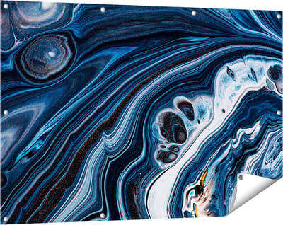 Gards Tuinposter Abstracte Kunst - Blauwe Verf - 120x80 cm - Tuindoek - Tuindecoratie - Wanddecoratie buiten - Tuinschilderij