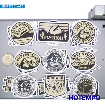 Outdoor Avontuur Stickers Set Wandelen Klimmen Kamperen Vissen Voor Telefoon Auto Laptop Motorfiets Leuk Sticker Pakket 203056 Stuks gray