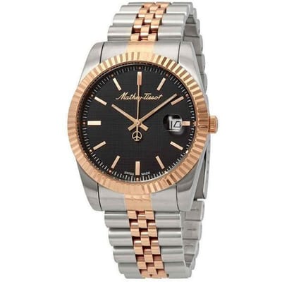 Mathey-Tissot Mathy III Tweekleurig Roestvrij Staal Zwarte Wijzerplaat Kwarts H810RN Herenhorloge zwart
