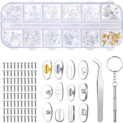 Brillen Neuspads - Reparatieset Bril - Bril Onderhoud - 12 Stijlen - 60 Paar - Transparant