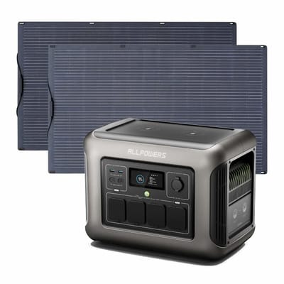 ALLPOWERS Zonnegeneratorset 1800W (R1500 + SF200 200W flexibel zonnepaneel) - R1500 + 2 stuks SF200 zonnepaneel 200W