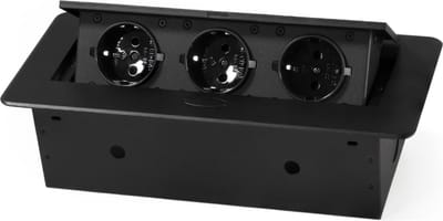 Pop up stekkerdoos - Stopcontact splitter 3 voudig - Verdeelstekker horizontaal - Verdeeldoos met snoer 1.8m - Zwart