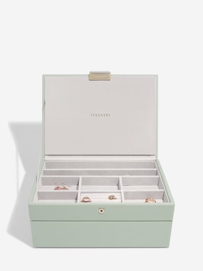 STACKERS SAGE GREEN - Sieradendoos - Juwelendoos - Sieradenhouder - Sieraden Organizer - 2-set