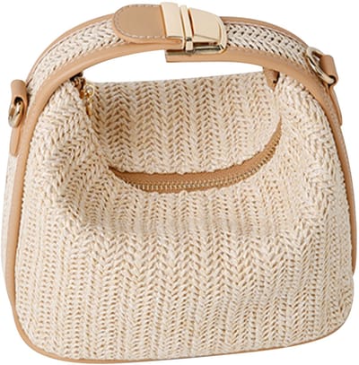 Dames Stro Clutch Bags - Crossbody Bags - Schoudertassen - Handgeweven - Crossbody Bags met Ritssluiting - Geweven tas