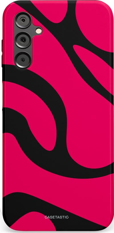 Casetastic hoesje geschikt voor Samsung Galaxy A14 (2023) 5G / Samsung Galaxy A14 (2023) 4G - Dubbellaagse bescherming - Zwart Roze Mamba Golven - Fashion Case - Roze Zwart