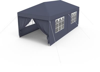 NAIZY Pavilion 3x6m Tuinpaviljoen Tent Waterdichte Stal met 4 Zijpanelen & Ramen & Vaste Grondnagels Party Tent Winterbestendige UV Bescherming, Antraciet