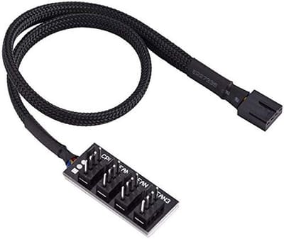 Allecto - 4-polige stroomkabel - ventilatoraansluiting - Ideaal voor computers - Zwart - Compatibel met 3-polige ventilatoren - Uitbreiding voor...