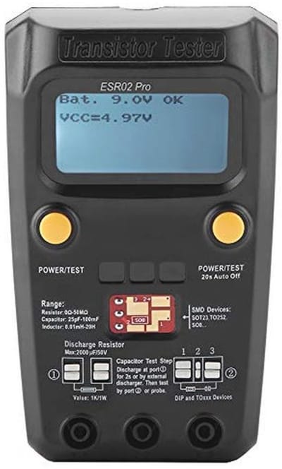 Digitale transistortester en inductiemeter voor elektronische componenten