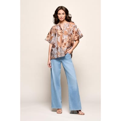 Felia Print Blouse Lichtblauw / Zand