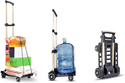 Opvouwbare Steekwagen - Dollywagen met Wielen - Bagage Verplaatsen - Telescopisch Handvat - 4 Wielen 88 LBS - Zwart