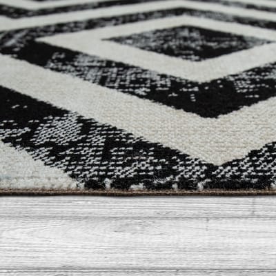 Binnen- en buitenkleed Saga zwart-wit  160 cm rond