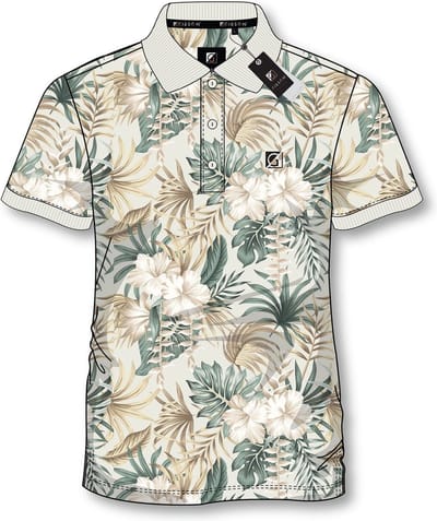 Gibson poloshirt heren Kairo1 off white flowers - maat S