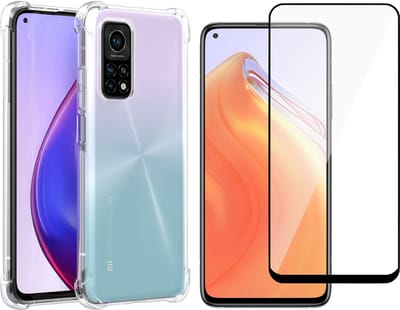 Hoesje geschikt voor Xiaomi Mi 10T Transparant Shock Proof Cover Case + Screenprotector Tempered Glass Full Screen Protector Glas