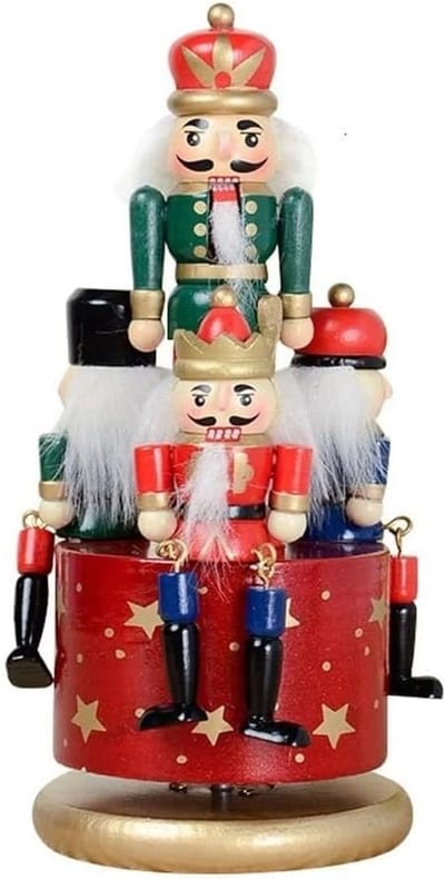 Muziekdoos Houtsnijwerk - Mechanisch Speeldoosje - Kerst Decoratie - Handgemaakte Decoratie - 23x11cm - Brons