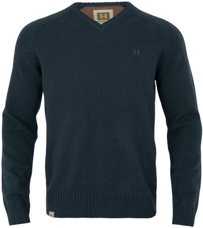 Härkila Vincent Merino V-Hals Pullover Outdoor V-Hals Pullover Scandinavische V-Hals Pullover Jacht V-Hals Pullover Trui Met V-Hals Dark Navy Maat -M