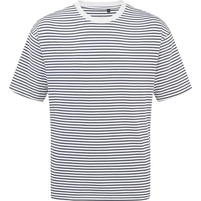 Premier Unisex Volwassen Utility 2.0 Contrast Gestreepte Oversized T-Shirt (Marineblauw/Wit)