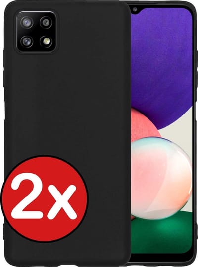 Hoesje - 2 Stuks - Geschikt voor Samsung Galaxy A22 5G - Sterk & Shockproof - Telefoonhoes - Back Cover - Case Siliconen - Telefoon Hoes - Zwart