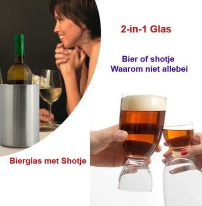 Bierglas met Shotje set van 4-stuks