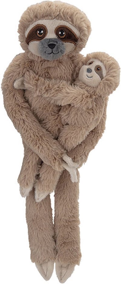 Nature Planet pluche dieren knuffel - hangende Luiaard met baby - 48 cm