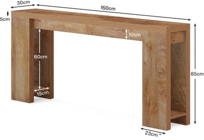 OKWISH Consoletafel – Extra Lang En Smal – Voor Hal En Achter Bank – Rustieke Landelijke Stijl – Hout Bruin – 160×30 cm