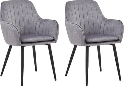 Colenis® - Lavinia Eetkamerstoel - Set Van 2 - Grijs - Adoré Velvet - Industrieel