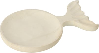 J-Line decoratie Plateau Vis Staart - hout - wit - small