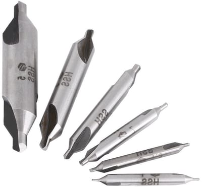 6 HSS centreringsboorbits met twee uiteinden, 60 graden, maten 1/1.5/2/2.5/3/5 mm, set van 6 stuks voor precisiewerk