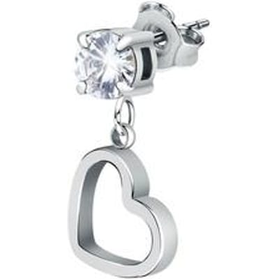 La Petite Story Enkele Stalen Hart Oorbellen Met Heldere Zirkoonsten LPS02AQM58 Voor Vrouwen white