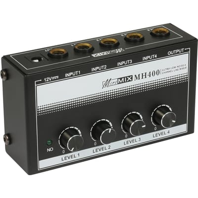 MH400 Ultrageluidsarme 4-kanaals lijnmixer Mini-audiomixer met 1/4-inch TS-ingangen en uitgangsvolume UK Plug