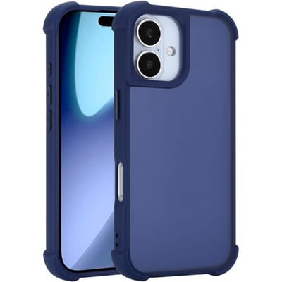 Coverzs matte shock hoesje geschikt voor iPhone 17 (donkerblauw) – stevige case met krasbestendige bescherming, slank design en perfecte pasvorm