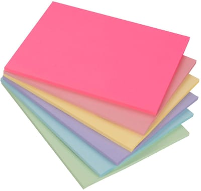 Dailygoods- Notitieblaadjes XXL - 6 Stuks - 203 x 152 mm - Zelfklevend - 12 Kleuren - 1200 Vellen - Groot Schrijfoppervlak - Plakbriefjes