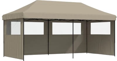 Partytent opvouwbaar - Paviljoen - 3x6 - Easy up - Waterdicht - met Zijwanden - Weerbestendig - Taupe