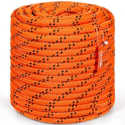 VEVOR Dubbel Gevlochten Polyester Touw, 1.9 cm (3/4 inch) x 67.1 m (220 ft), 24 strengen, 9072 kg (20.000 lb) breeksterkte, Klimtouw voor buiten, Touw voor boomverzorging voor rotsklimmen, kamperen, schommels, abseilen, reddingsacties