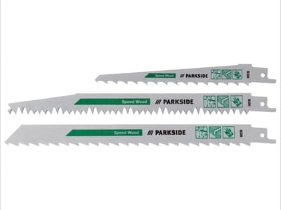 PARKSIDE® Zaagbladenset Groen hout voor Reciprozagen  - 3 verschillende zaagbladen - zijn geschikt voor gangbare reciprozagen met 12,7 mm-universel houder (1/2")