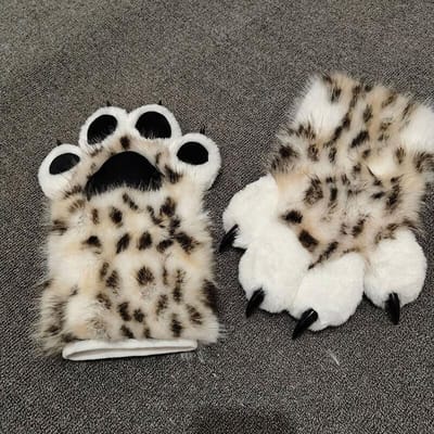 1 Paar Pluche Harige Kattenklauw Handschoen Kunstbont Beestenklauw Halloween Cosplay Kostuums Handschoenen Verdikt Warm Kattenklauw Wanten Cadeaus black