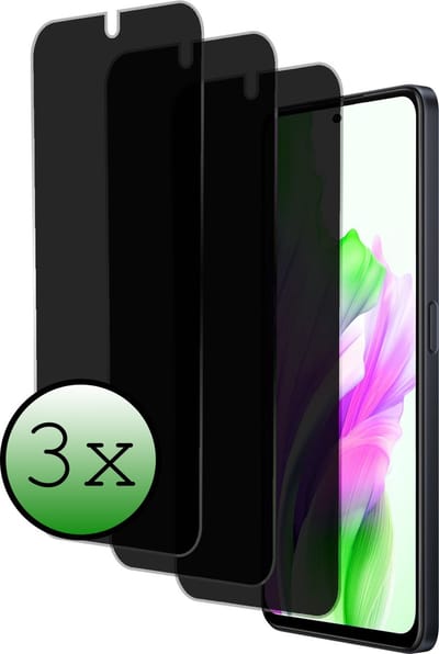 Screenprotector - 3 Stuks Geschikt voor OPPO A58 - Privacy Filter - Beschermglas - Gehard Glas - Tempered Glass - Screen Protector