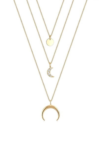 Elli - Halsketting - Dames halvemaan laagje trend met kristallen in 925 sterling zilver - Dames