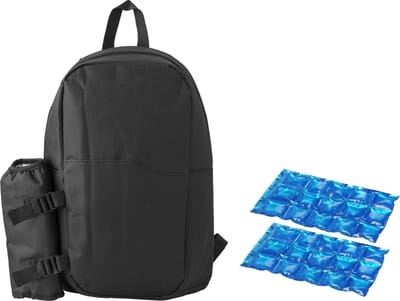 Grote koeltas rugtas/rugzak zwart met 2 stuks flexibele koelelementen 18 liter