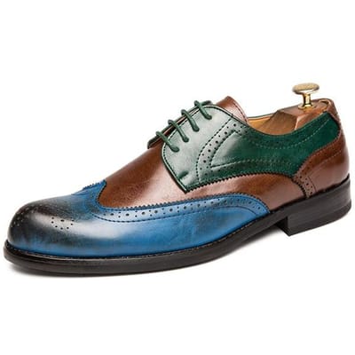 Heren Casual Kleding Schoenen Mode Brogue Flats Oxford Leer Formele Schoenen Blauw Patchwork Kleur Britse Stijl Feest Gentleman Schoenen 41 gray