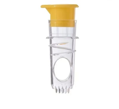 K&R Ventures® Handmatige Citroenpers – Compacte Citruspers met Schroefdop & Deksel – Voor Cocktails, Drankjes & Keuken – Geel Sapcentrifuge