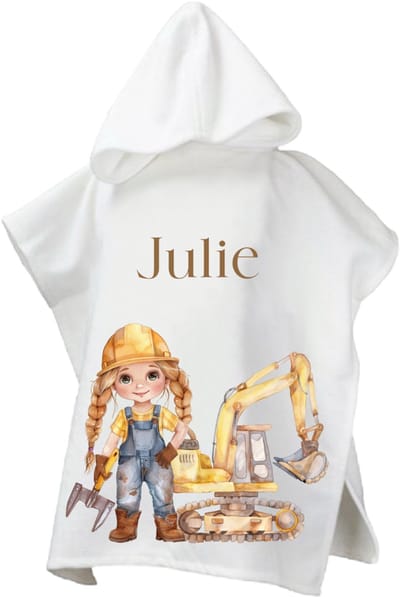 Gepersonaliseerde Poncho voor meisje - Bouw meisje blond - Perfect voor Zwembad en Strand