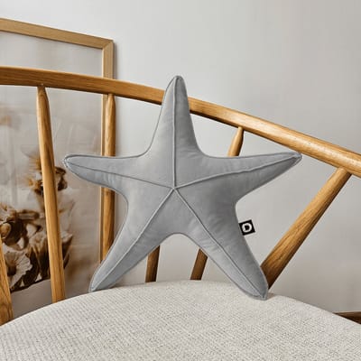 Decordruk VELVET - Decoratief Kussen - Grijs - Stervorm - Zacht Velvet