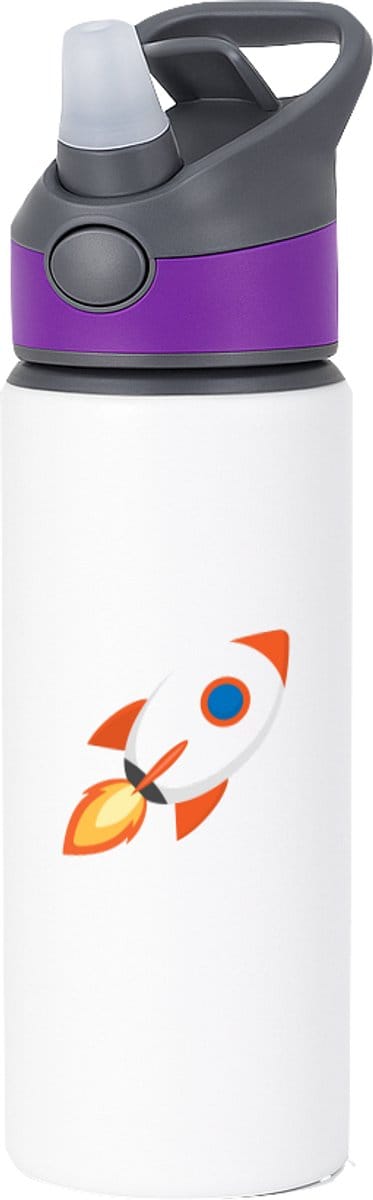 Hacebo® - Raketten waterfles met rietje paars - Raket - Astronauten - Spaceship - ruimteschip - water fles - 650ML