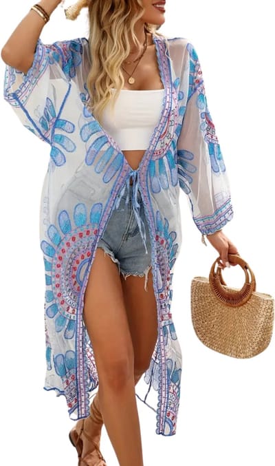 Bovista Badjas Dames - Kimono - Kamerjas - Ochtendjas - Pyama - One Size - Blauw