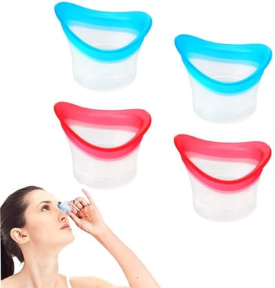4-Pack - Oogspoelbeker Badkamerset - Siliconen Oogspoelbeker - Voor het spoelen van de ogen, Draagbare oogverzorgingstool - Oogreiniger (roze en blauw)