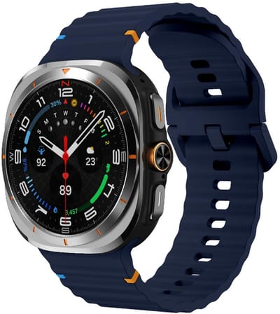 Siliconen wave bandje - geschikt voor Samsung Galaxy Watch Ultra (47mm) / Ultra 2025 (47mm) - gespsluiting - donkerblauw